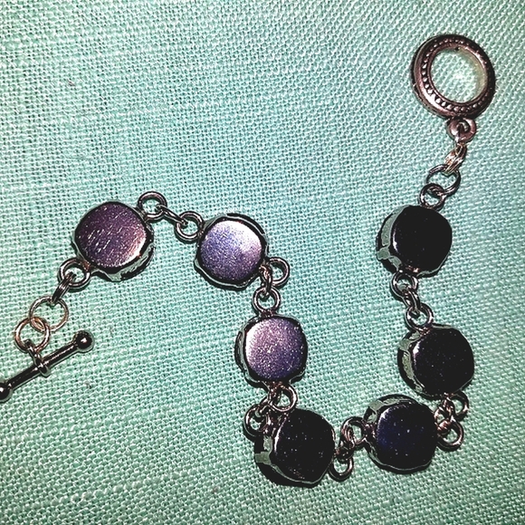 Bracelet silver plate black beads toggle clasp NEW - Picture 4 of 4